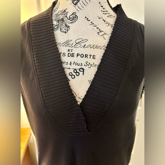 Maven West Black Raw Edge V-Neck Cable Trim Shift Dress – Size Small - Picture 3 of 10